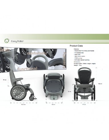 Fauteuil roulant amagnétique Easy Roller II 100% thermoplastique Fauteuil roulant amagnétique Easy Roller II 100% thermoplastique