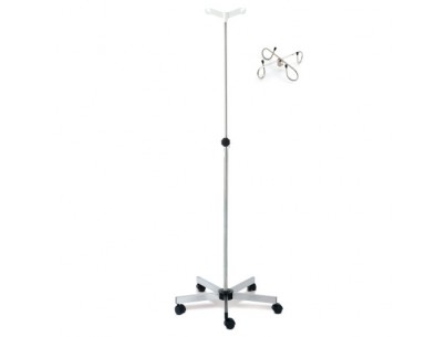 Pied à sérum en inox 4 crochets inox
