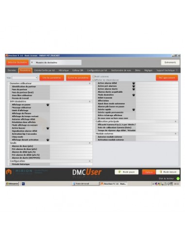 Logiciel DMC user pour le paramétrage des dosimètres DMC