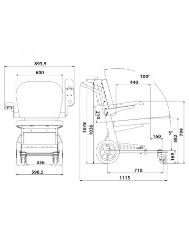 Chaise de transfert SWIFI largeur assise 60cm capacité max 200kg Repose bras et marchepied inclus Chaise de transfert SWIFI largeur assise 60cm capacité max 200kg Repose bras et marchepied inclus