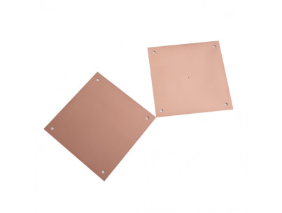 Jeu de 2 plaques de cuivre 0,8mm : 1 avec trou centré et 1 sans trou suivant Décret du 08/12/2008