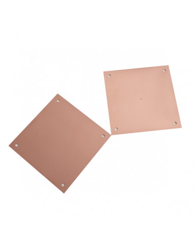 Set of two 0,8mm copper plates: 1 with centered hole & 1 without hole according directive ANSM 08/12/08