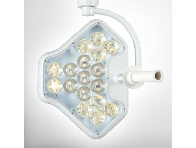Double bras compensé avec lampe YLED-1F diaphragme réglable 70k lux avec poignée stérilisable et alim.