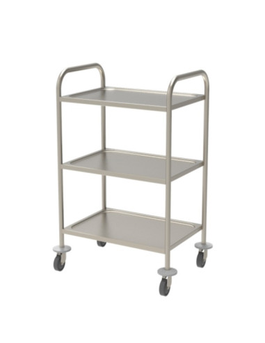 Stainless steel nonmagnetic medical trolley 600x430mm-3 stamped trays