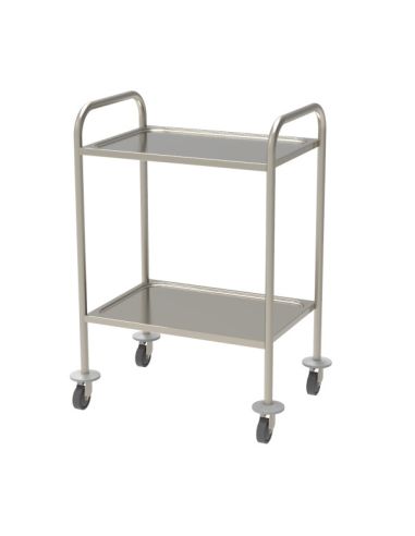 Stainless steel nonmagnetic medical trolley 600x430mm-2 stamped trays