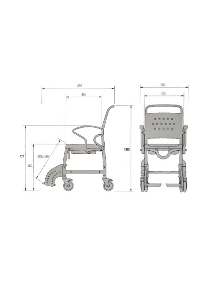 Fauteuil de transfert patient mobile pour IRM léger en aluminium, poids maximum autorisé 130 Kg