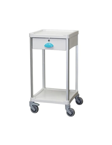 Medical trolley Resine 400x400 2 trays +1 key drawer - pop blue color