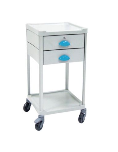 Medical trolley Resine 400x400 2 trays+2 drawers 1 with key- blue pop