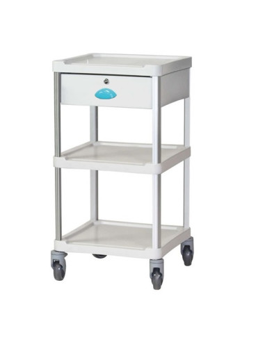 Medical trolley Resine 400x400 3 trays + 1 key drawer - blue pop