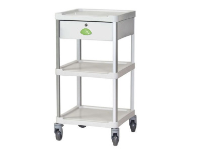Medical trolley Resine 400x400 3 trays + 1 key drawer - apple green