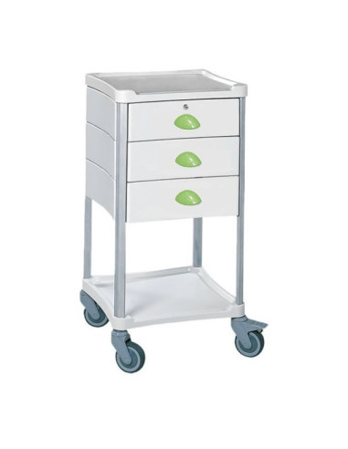 Medical trolley Resine 400x400 2 trays+3 drawers1with key-apple green