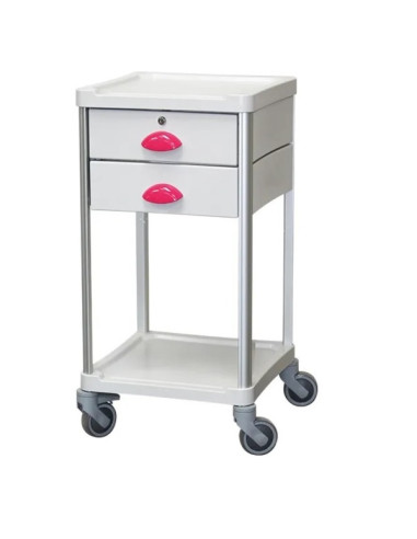 Medical trolley Resine 400x400 2 trays+2 drawers 1 with key- fuchsia