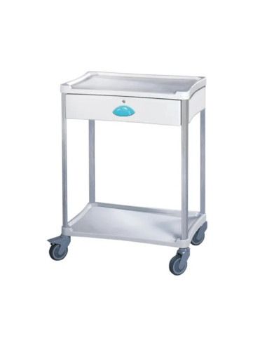 Medical trolley Resine 600x400 2 trays +1 key drawer - pop blue color