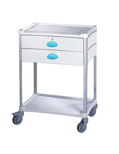 Medical trolley Resine 600x400 2 trays+2 drawers 1 with key- blue pop