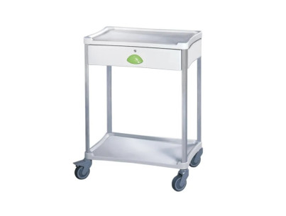 Medical trolley Resine 600x400 2 trays +1 key drawer - apple green