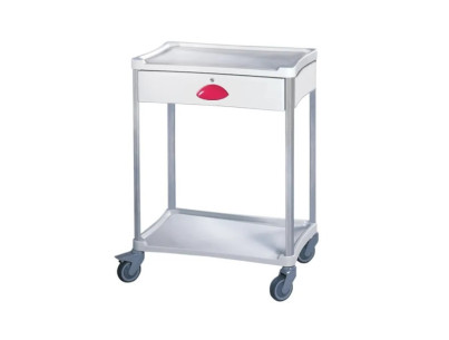 Medical trolley Resine 600x400 2 trays +1 key drawer - fuchsia