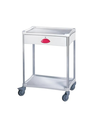 Medical trolley Resine 600x400 2 trays +1 key drawer - fuchsia