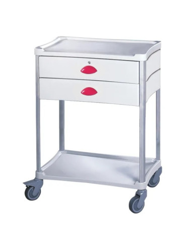 Medical trolley Resine 600x400 2 trays+2 drawers 1 with key- fuchsia