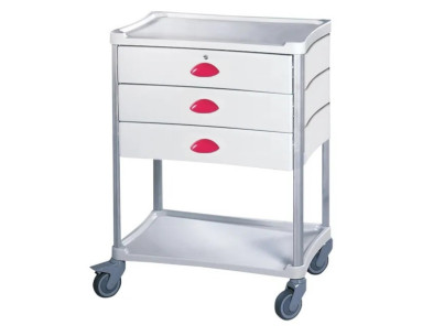 Medical trolley Resine 600x400 2 trays+3 drawers 1 with key- fuchsia
