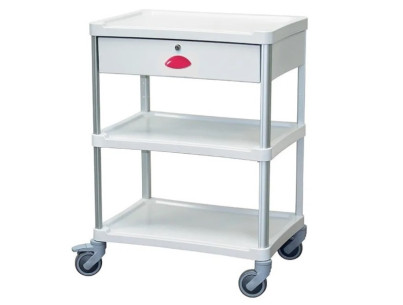 Medical trolley Resine 600x400 3 trays + 1 key drawer - fuchsia