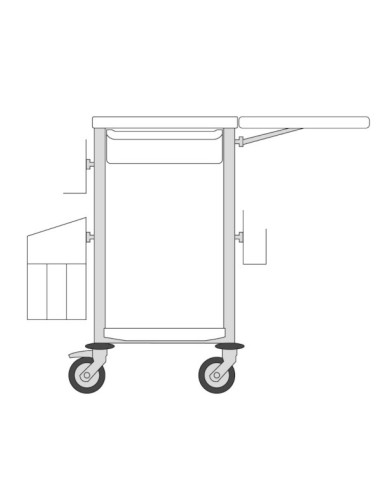 Medical trolleyAgily 400x400 1trayH.115+glove hold,fold.tab-applegree needle collect,1 double mobile bin, 4 standard rails Medical trolleyAgily 400x400 1trayH.115+glove hold,fold.tab-applegree needle collect,1 double mobile bin, 4 standard rails