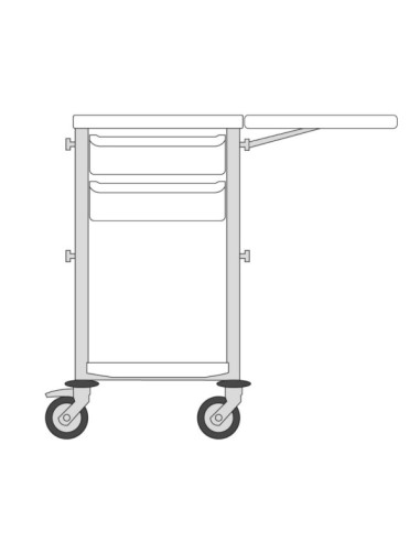 Medical trolley Agily 400x400 2 trays H.115 +folding shelf -blue pop 4 standard rails, bin with slides Medical trolley Agily 400x400 2 trays H.115 +folding shelf -blue pop 4 standard rails, bin with slides