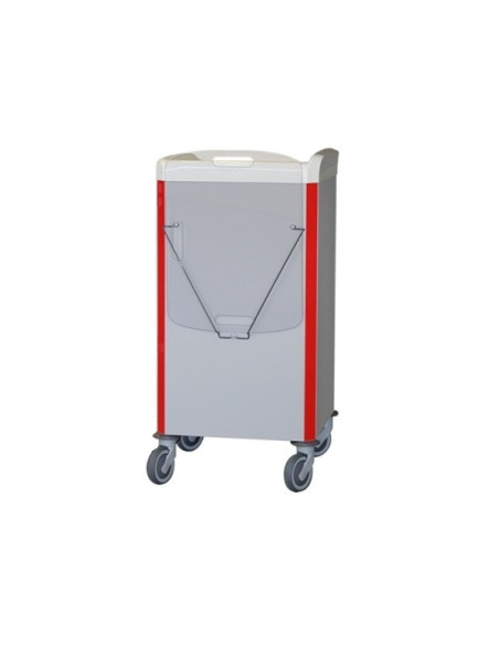 Chariot d'urgence de base NEOP 400x400 H100 5 tiroirs télescopiques couleur rouge, support et planche de massage cardiaque