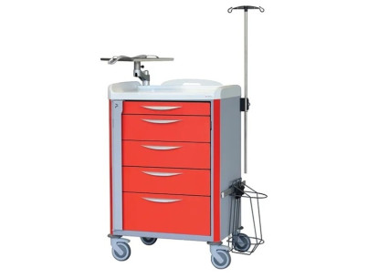 Neop 600x400 H100 emergency equipped trolley 5telesc.drawers 4 w.subd, support and board for cardiac massage, monitoring support
