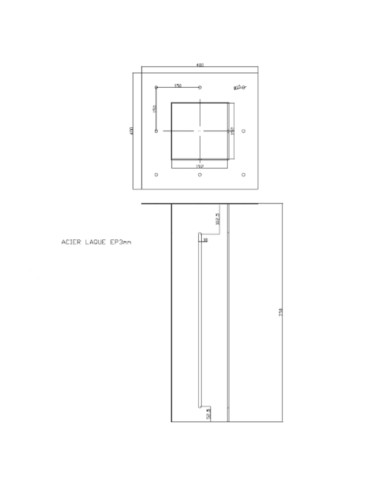Steel chair 3mm 800/1200 adjustable for PORTEGRA ceiling suspension Embase wide side ceiling 400x400mm Steel chair 3mm 800/1200 adjustable for PORTEGRA ceiling suspension Embase wide side ceiling 400x400mm