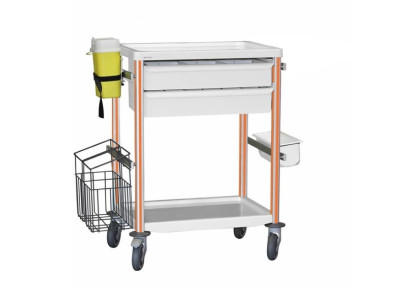 Medical trolley Agily 600x400 2trays H.115+bin+needle col.+stor-orang 4 standard rails, bin with slides