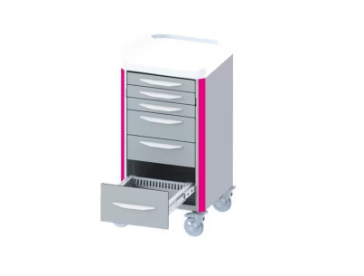 Neop 400x400 nursing trolley 6 telesc.drawers no closure-magenta pink telescopic drawers: 3H80-2H160-1H240