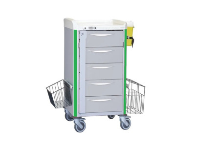 Neop 400x400 nursing trolley 5 telescopic drawers H160-apple green code lock, 1 trash, 1 basket, 1 needle collector holder