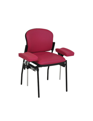 Fauteuil de prélèvement ROISEL avec gouttières PVC coloris rouge - capacité 150 kg Fauteuil de prélèvement ROISEL avec gouttières PVC coloris rouge - capacité 150 kg