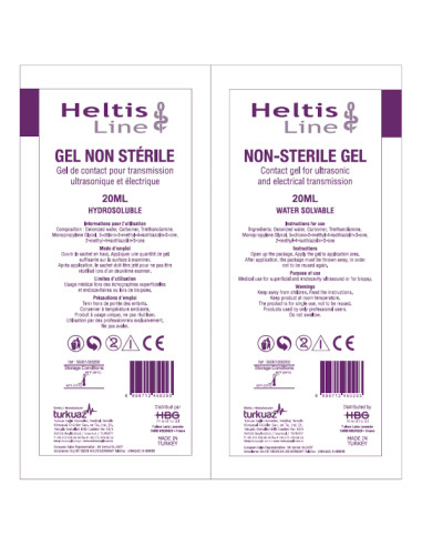Gel échographie non stérile 20ml unidose HELTIS LINE sans paraben Bte de distributrice de 50 Gel échographie non stérile 20ml unidose HELTIS LINE sans paraben Bte de distributrice de 50
