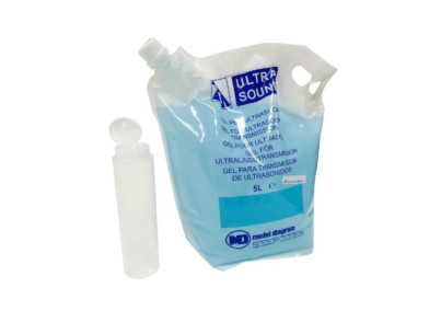 Gel échographie MODUL DIAGRAM transparent bleuté carton 2 poches 5L non stérile 2x5L + 1 flacon vide 260ml