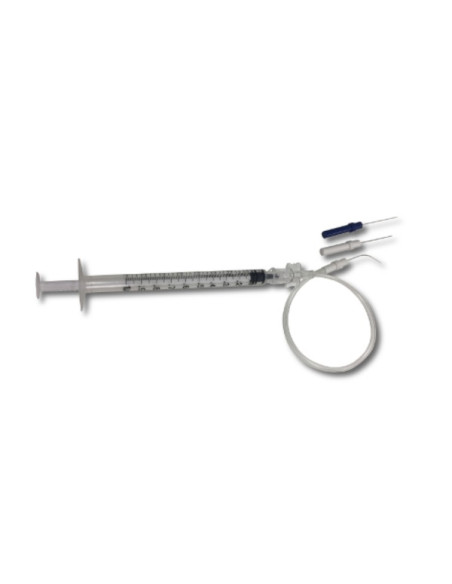 Galactography kit curved 30G (0,3mm) x 2cm+syringe 1ml - box 10 + 2 dilators