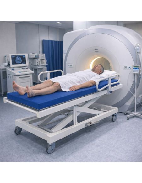 Brancard amagnétique ht variable hydrau déclive 12/14° +porte sérum charge max 180kg - IRM 3 Tesla