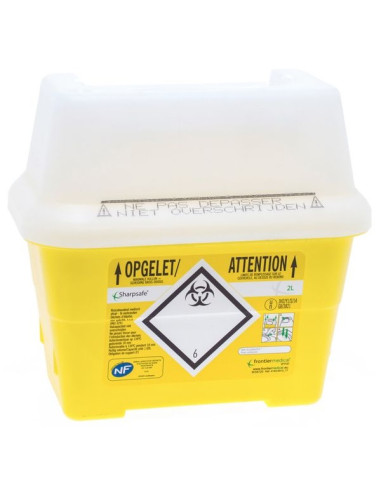 Collecteur récupérateur d'aiguille SHARPSAFE NF 2L conforme à la norme NFX 30-500